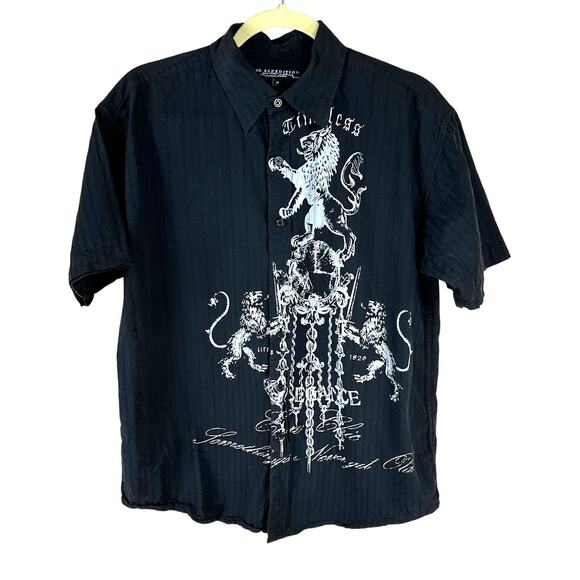 US Expedition Black Graphic Lion Crest Shirt Men’s M 100% Cotton Casual rocker - Picture 1 of 5